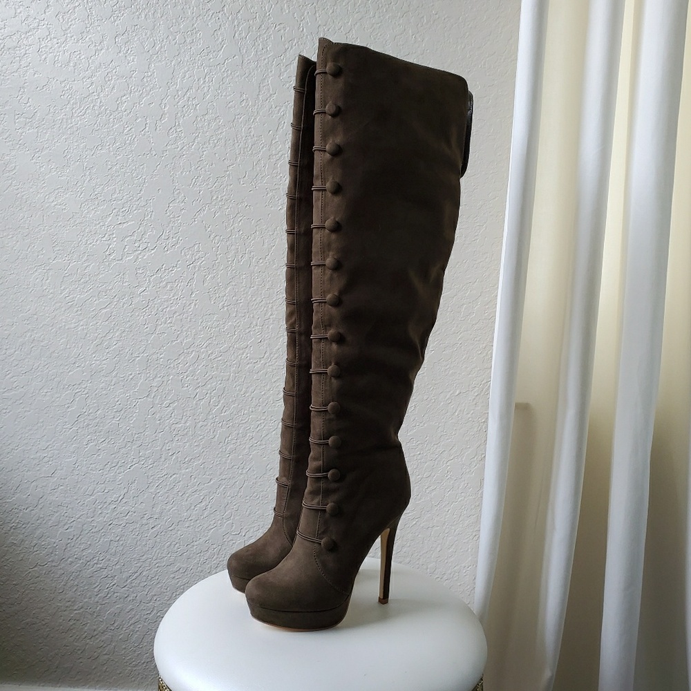 Olive Green Button Boots